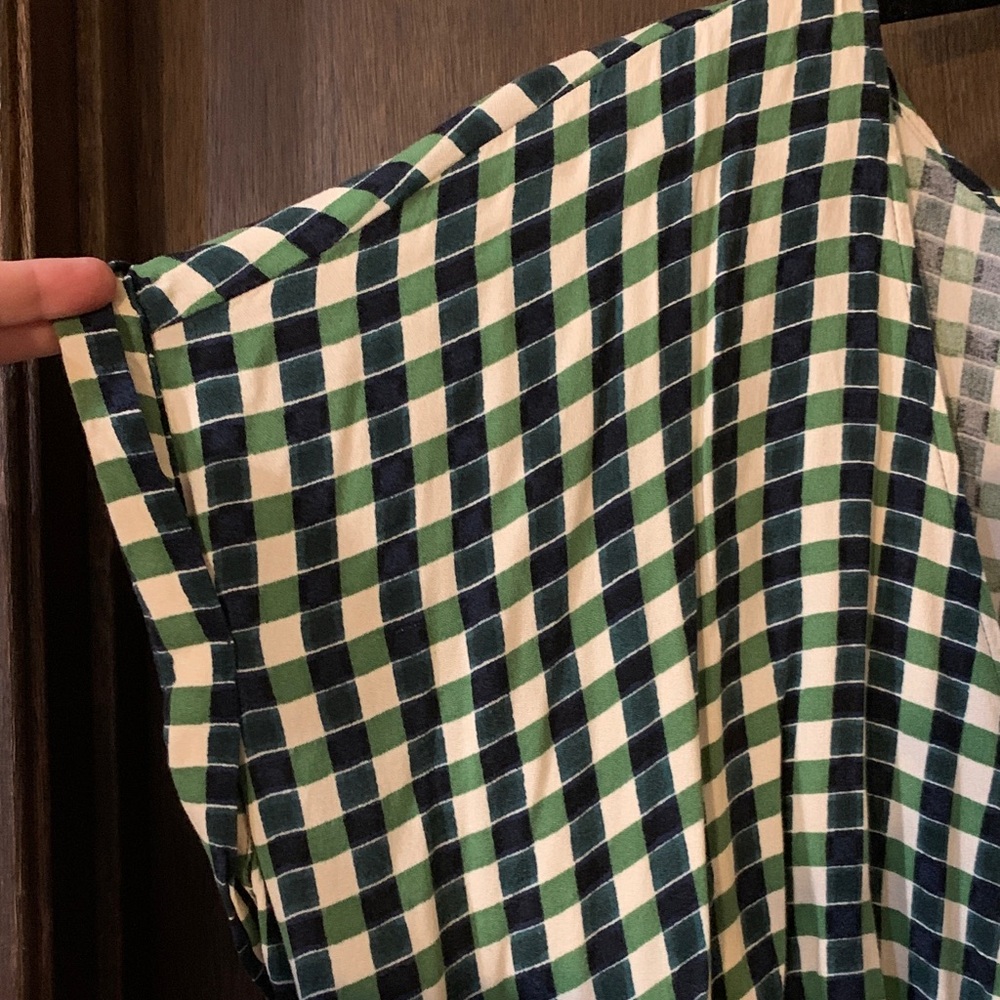 *4/$20* Ava & Viv Green & White Checkered Midi Dress with Twist size 1x - Picture 4 of 6